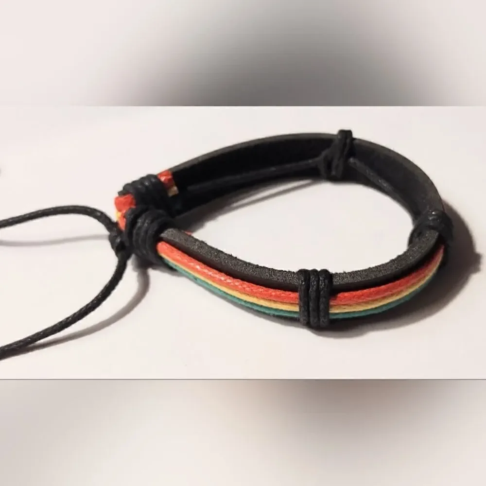 Men's bracelet leather rainbow new d57